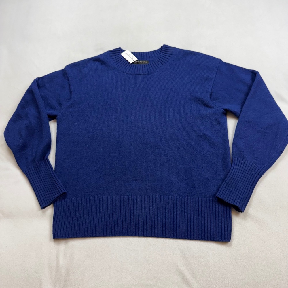 Banana Republic Womens Sm Blue Cotton Wool Blend Crewneck Sweater 825674-02-1